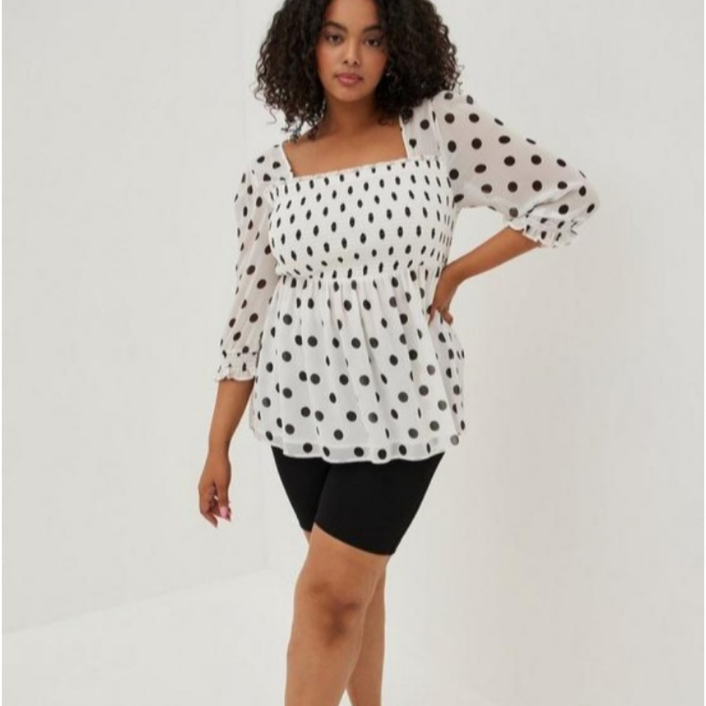 Babydoll Chiffon Smocked Top Torrid